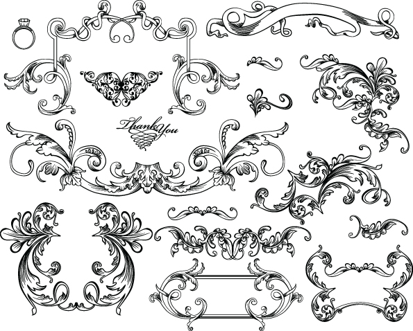 free vector Black and white lace pattern 05 vector